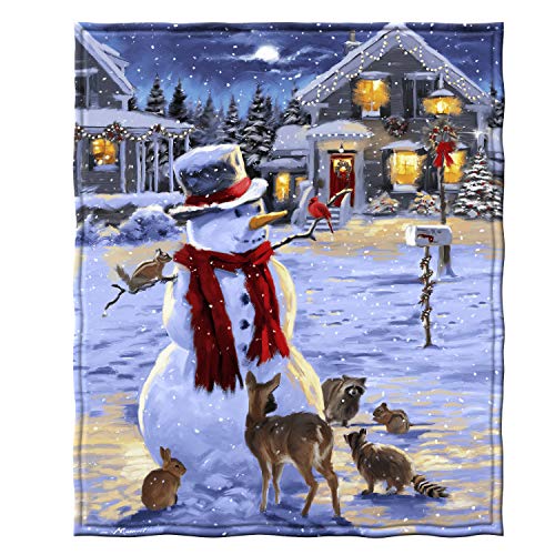 Product Cover Dawhud Direct Snowman and Friends Holiday Lights Fleece Throw Blanket