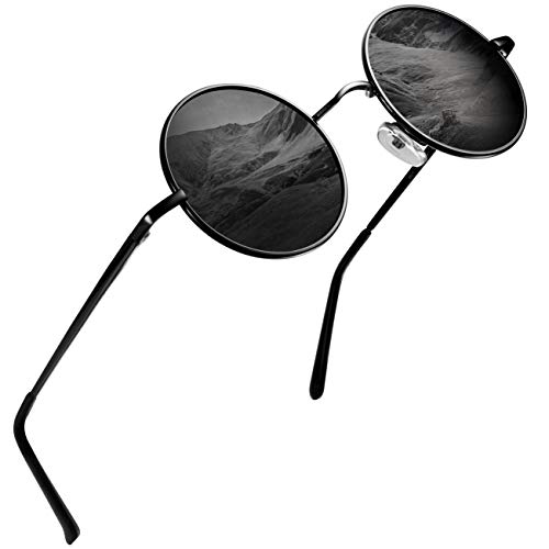 Product Cover Round Sunglasses for Men Polarized Wearpro Vintage Womens Men's Sun Glasses Hippie Retro Small Circle Glass