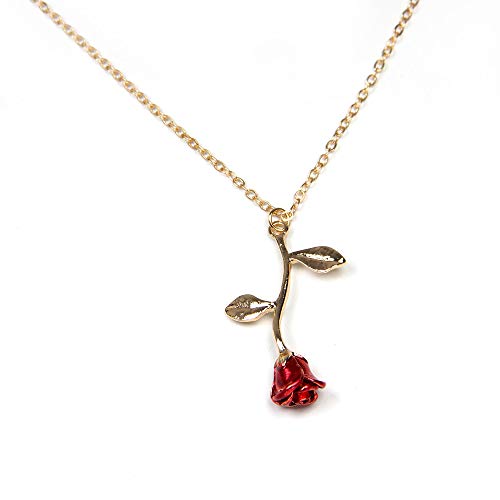 Product Cover Arget's Exclusive Flower Necklace Gold Touch Rose with 2 Leafs, Made with Original for All Ages for Women and Girls.