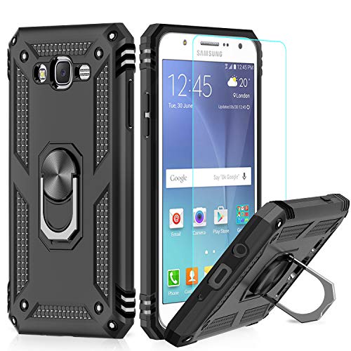 Product Cover Galaxy J7 Case, Galaxy J7 2015/ SM-J700 Case with HD Screen Protector, LeYi [Military Grade] Rotating Holder Kickstand Full-Body Protective Phone Cover Case for Samsung Galaxy J7 2015, JSFS