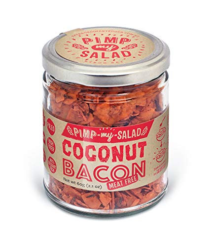 Product Cover PIMP MY SALAD Vegan Bacon Substitute | Keto, Gluten Free, Dairy Free, Paleo | Crunchy Meal & Salad Toppers Made with Whole Food Ingredients | Coconut Bacon | Eco Jar | 2.1 oz