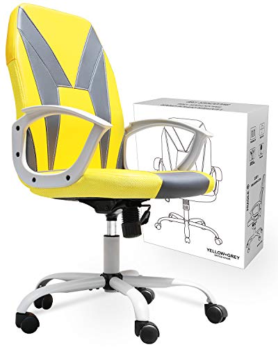 Product Cover Smugchair Gaming Chair Ergonomic Office Chair Desk Chair Executive Bonded Leather Computer Chair, Yellow