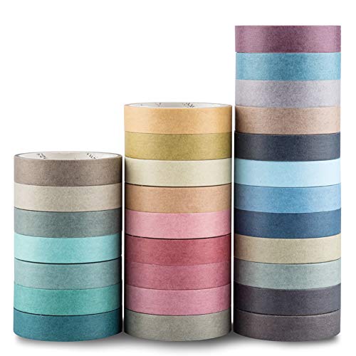 Product Cover Yubbaex Natural Color Washi Tape Set, 28 Rolls Decorative Tape for DIY Crafts, Bullet Journals, Planners, Scrapbooking, Wrapping (Muti-Color)
