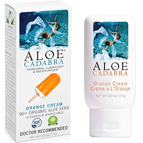 Product Cover Aloe Cadabra Flavored Personal Lubricant & Moisturizer for Anal, Sex, Oral, Women, Men & Couple, 2.5 Ounce, Orange Cream