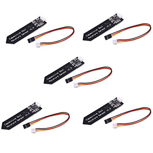 Product Cover Capacitive Soil Moisture Sensor Corrosion Resistant for Arduino Moisture Detection Garden Watering DIY (Pack of 5PCS)