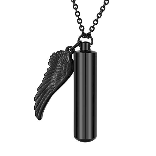Product Cover HooAMI Angel Wing Charm & Cylinder Memorial Urn Necklace Stainless Steel Cremation Jewelry