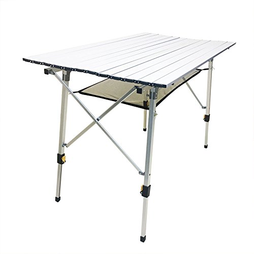 Product Cover CampLand Aluminum Table Height Adjustable Folding Table Camping Outdoor Lightweight for Camping, Beach, Backyards, BBQ, Party (X-Large, with Net)