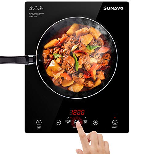 Product Cover SUNAVO Portable Induction Cooktop, 1800W Sensor Touch Induction Burner, 15 Temperature Power Setting CB-I11