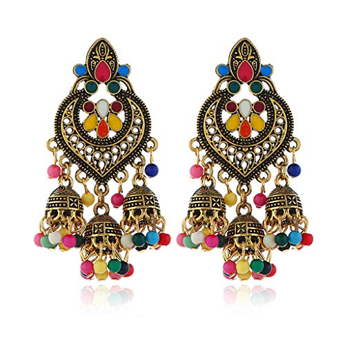 Product Cover Kofun Earrings, Retro Indian Bollywood Kundan Jhumka Jhumki Drop Earrings Gypsy Fashion Jewelry