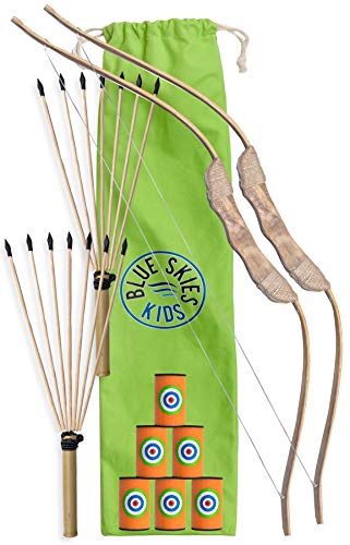 Product Cover Kids Archery Set - Bow, Arrows and Targets - Wooden Hunting Toys for Boys and Girls (Double Set)