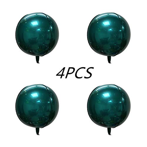 Product Cover Glanzzeit 4D Balloons All Round Foil Balloons Bride Baby Shower Wedding Birthday Party Prom Helium Balloons Decoration, Pack of 4 (Peacock Green)