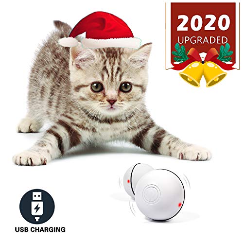 Product Cover YOFUN Smart Interactive Cat Toy - Newest Version 360 Degree Self Rotating Ball, USB Rechargeable Wicked Ball, Build-in Spinning Led Light, Stiulate Hunting Instinct for Your Kitty (White) m