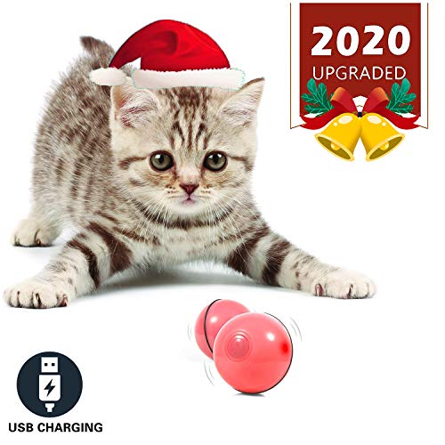 Product Cover YOFUN Smart Interactive Cat Toy - Newest Version 360 Degree Self Rotating Ball, USB Rechargeable Pet Toy, Build-in Spinning Led Light, Stimulate Hunting Instinct for Your Kitty (Pink)