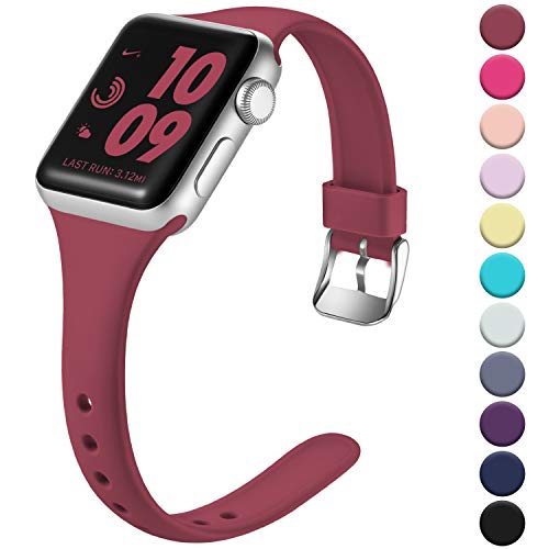 Product Cover Laffav Band Compatible with Apple Watch 40mm 38mm for Women Men, Narrow Sport Strap Compatible with iWatch Series 5, Series 4, Series 3, Series 2, Series 1, Red, M/L