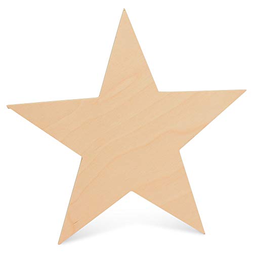 Product Cover Wooden Star Shapes, 6 Inch Large Patriotic Natural Wood Cutouts, Bag of 5, Unfinished DIY Craft Wall Decor by Woodpeckers