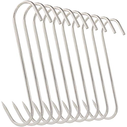 Product Cover 10Pcs 5 Inches Meat Hooks, Stainless Steel Butcher Hooks for Meat Processing
