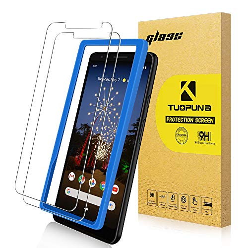 Product Cover Tuopuna [2 Pack] Screen Protector for Google Pixel 3a, Tempered Glass [Frame Installation][HD-Clear][Anti-Scratch] with Lifetime Replacement