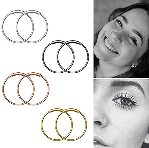 Product Cover YHmall Steel Hinged Clicker Seamless Piercing Nose Ring Hoop Lip Ear Ring-8mm