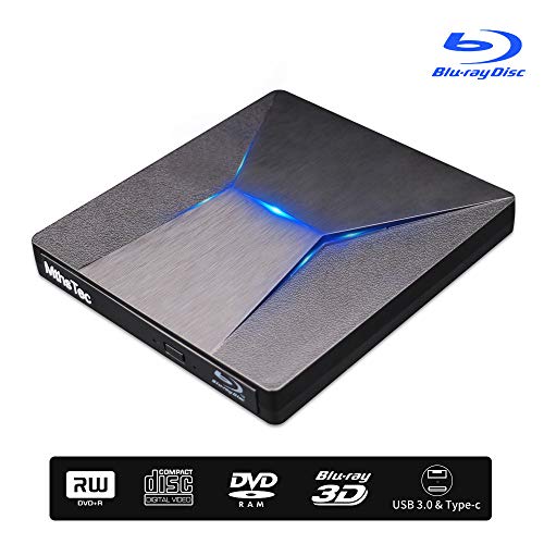 Product Cover External Bluray DVD Drive, MthsTec USB 3.0 and Type-C Blu-Ray DVD Burner 3D Slim Optical Bluray CD DVD Drive Compatible with Windows XP/7/8/10, MacOS, Linux for MacBook, Laptop, Desktop