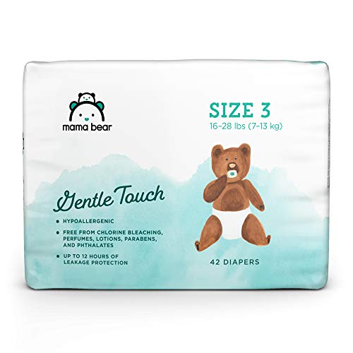 Product Cover Amazon Brand - Mama Bear Gentle Touch Diapers, Hypoallergenic, Size 3, 42 Count