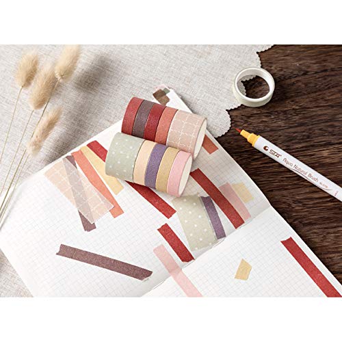 Product Cover 10 Rolls Vintage Washi Tape Set, EnYan Japanese Masking Decorative Tapes for DIY Crafts and Arts Bullet Journal Planners Scrapbooking Adhesive