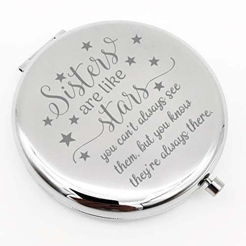 Product Cover Warehouse No.9 Friendship Personalized Travel Pocket Compact Pocket Makeup Mirror Sister are Like Star Gift for Best Friend and Sister Graduation Christmas Birthday Gifts