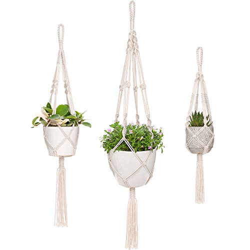 Product Cover Mkono Macrame Plant Hangers 3 Different Sizes Hanging Planter for Indoor Outdoor Flower Pot Holder Boho Home Decor