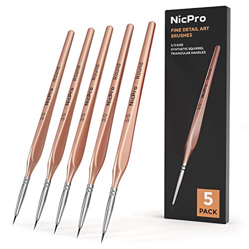 Product Cover Nicpro Detail Paint Brushes 5 PCS Fine Tip 000 Professional Miniature Painting Kit Round 3/0 Art Brush for Micro Watercolor Oil Acrylic Craft Models Rock Army Painting