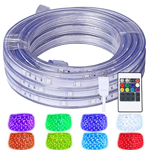 Product Cover Areful 16.4ft LED Rope Lights, Color Changing Strip Lights with Remote, Flat Flexible Connectable and Dimmable, Waterproof for Indoor Outdoor Use, 8 Colors and 6 Modes