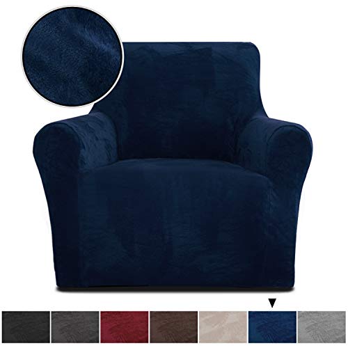 Product Cover Rose Home Fashion RHF Chair Slipcover,Jacquard Stretch Chair Cover,Chair Slip Cover for Leather Couch-Polyester Spandex Slipcovers for Chairs (Navy-Chair)