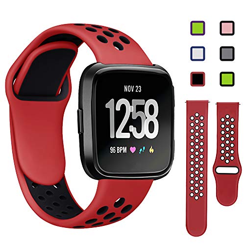 Product Cover Lintelek Silicone Replacement Bands Compatible with Fitbit Versa, Friendly Wristband Breathable Soft Bands Washable Straps for 5.5-8.5 Inches, Quick Drying