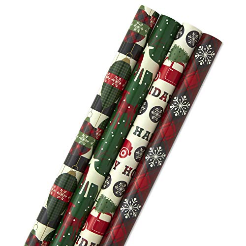 Product Cover Image Arts Holiday Wrapping Paper with Cut Lines on Reverse, Traditional (Pack of 4, 120 sq. ft. ttl)