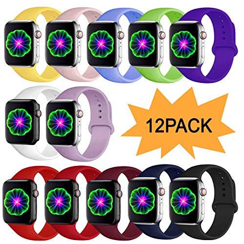 Product Cover CHGUS Compatible with Watch Band 38mm 42mm 40mm 44mm for Women Men, Soft Silicone Sport Bands for iWatch Series 5/4/3/2/1, S/M, M/L