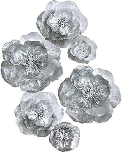 Product Cover Letjolt Artificial Paper Flower Decorations for Wall Winter Backdrop Easter Sunday Ornaments Birthday Party Baby Shower Bridal Shower Nursery Wall Decor(Silver Set 6)