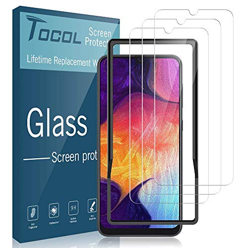 Product Cover TOCOL [3Pack] for Samsung Galaxy A50 Screen Protector Tempered Glass HD Clarity Touch Accurate [9H Hardness] with Easy Installation Tray