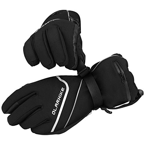 Product Cover OlarHike Men's Ski Gloves, Winter Snow Gloves For Women, Touchscreen, Waterproof, Black, Large
