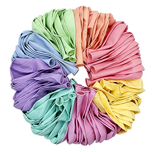 Product Cover Assorted Colored Pastel Latex Balloons for Parties 10 inch 100 pcs + Balloon Ties for Sealing 100 pcs, for Kids Birthday Wedding Baby Shower Party Decorations