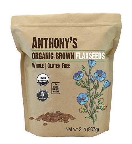 Product Cover Anthony's Organic Brown Whole Flaxseed, 2lbs, Batch Tested and Gluten Free, Raw, Non GMO, Sproutable, Keto Friendly