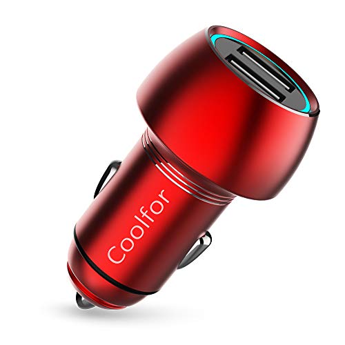 Product Cover USB Car Charger,Coolfor 36W Dual Fast Car Charger Adapter Compatible with iPhone 11/Xs/Xs max/Xr/X/8/7/6/5,iPad Pro/Air/Mini/,Samsung Galaxy S10/S9/S9+/S8/S7,Note 9/Note8,LG,Pixel and More,Red