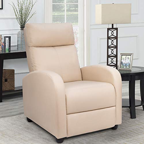 Product Cover Homall Single Recliner Chair Padded Seat PU Leather Living Room Sofa Recliner Modern Recliner Seat Club Chair Home Theater Seating (Beige)