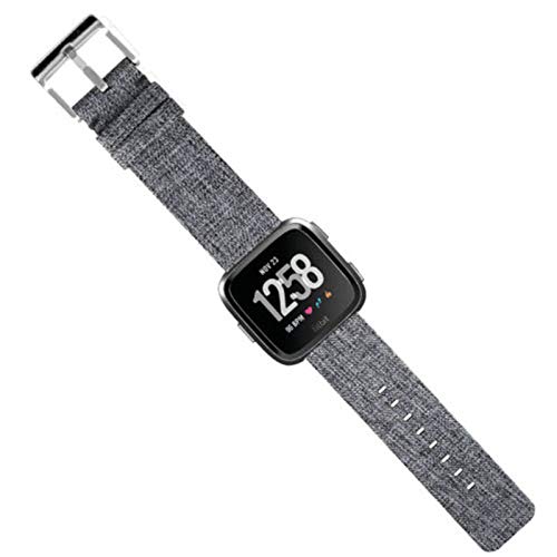 Product Cover XuBa Woven Fabric Strap Wrist Bands with Stainless Metal Clasp for Fitbit Versa Gray