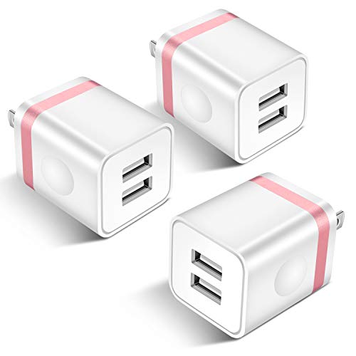 Product Cover STELECH USB Wall Charger, 3-Pack 2.1A Dual Port USB Power Plug Travel Adapter Charging Block Brick Compatible with Phone Xs Max/Xs/XR/X/8/7/6 Plus, Samsung, LG, Moto, Tablets, Android Phone