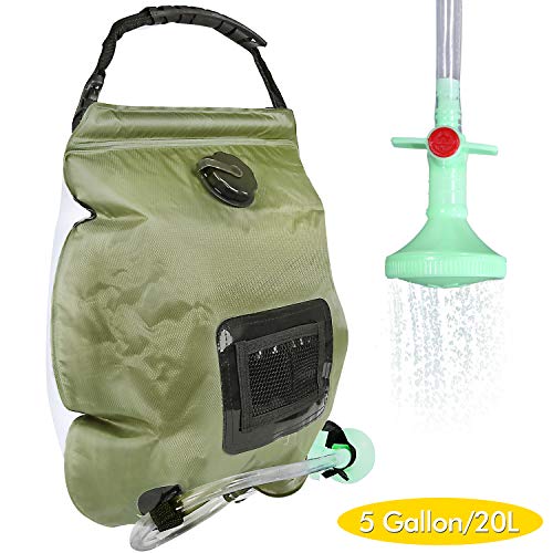 Product Cover Solar Camping Shower Bag, 5 Gallons/20L Portable Camping Shower Bag with On/Off Switchable Shower Head for Camping Traveling Hiking Beach Swimming