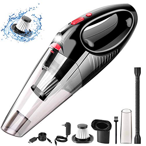 Product Cover Handheld Vacuum, Cordless Handle Vacuum Cleaner with USB Charging Cable, 100V/240V Charge Adapter, Waterwashable Steel Filter, 120W 7000pa Powerful Wireless Vacuum with LED Light for Car & Home