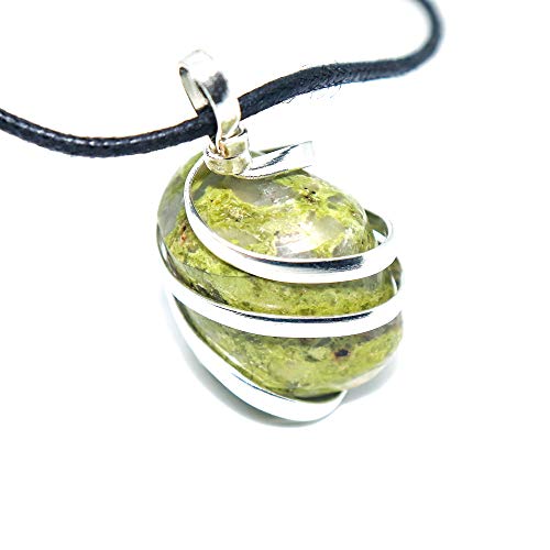 Product Cover Unakite Jasper Gemstone Pendant Necklace - Natural Crystal Healing | Stone for Living in The Here & Now| Heart and Third Eye Chakras | Aligns Heart and Mind for Life Harmony| Jewelry for Men & Women