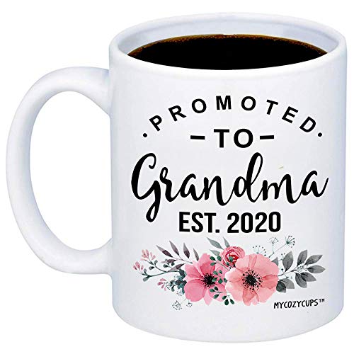 Product Cover MyCozyCups Baby Reveal Gift For Mom - Promoted To Grandma 2020 Coffee Mug - New Mommy To Be Gift Idea For Mothers - New Parents Pregnancy Surprise Announcement Photo Prop Cup For Her