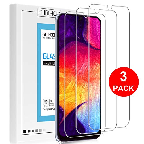 Product Cover FilmHoo[3 Pack] Samsung Galaxy A50/Galaxy A20/ Galaxy A30 Screen Protector Tempered Glass,Anti-Scratck,Bubble Free,Lifetime Replacement
