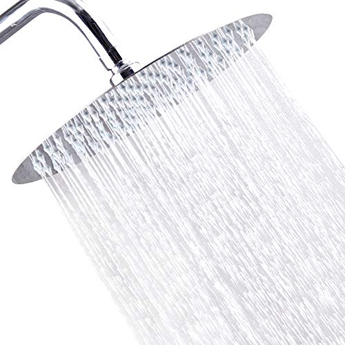 Product Cover High Pressure Shower Head, 6 Inch Waterfall Shower head,Ultra Thin Design & Self-cleaning Silicon Nozzle,Adjustable Lowflow Showerhead,Stainless Steel Rainfall shower Head for Bathroom(Round)