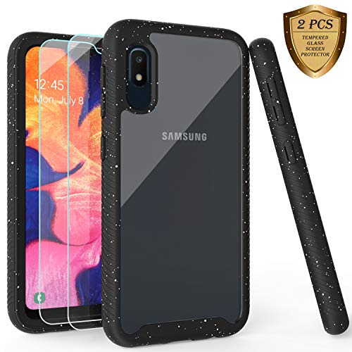 Product Cover Samsung Galaxy A10e Case , Samsung A10E Case with Tempered Glass Screen Protector [2 Pack],LUCKYCAT Shockproof Clear Multicolor Series Bumper Cover for Samsung Galaxy A10e (2019 Version)-Black
