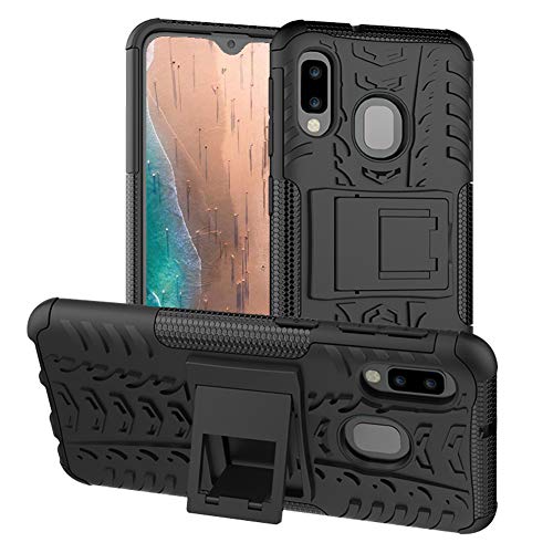 Product Cover PUSHIMEI Samsung A10e Case, Galaxy A10e Case, with Kickstand Hard PC Back Cover Soft TPU Dual Layer Protection Phone Stand Case Cover for Samsung Galaxy A10e (Black Kickstand case)